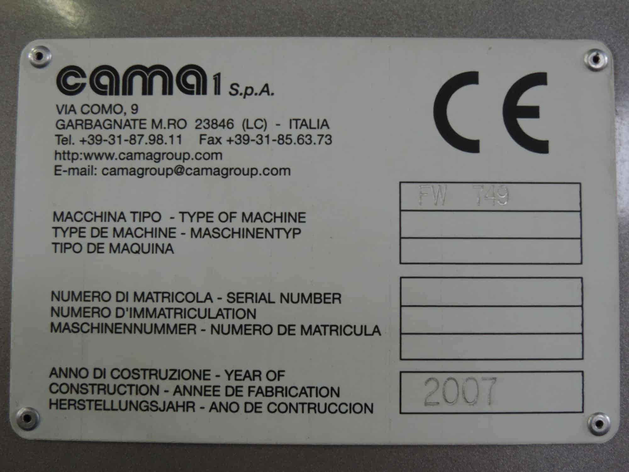 Výrobní štítek Cama Group FW 749